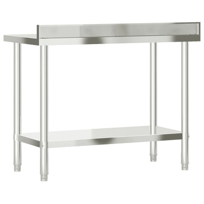 Kitchen Work Table With Backsplash Stainless Steel