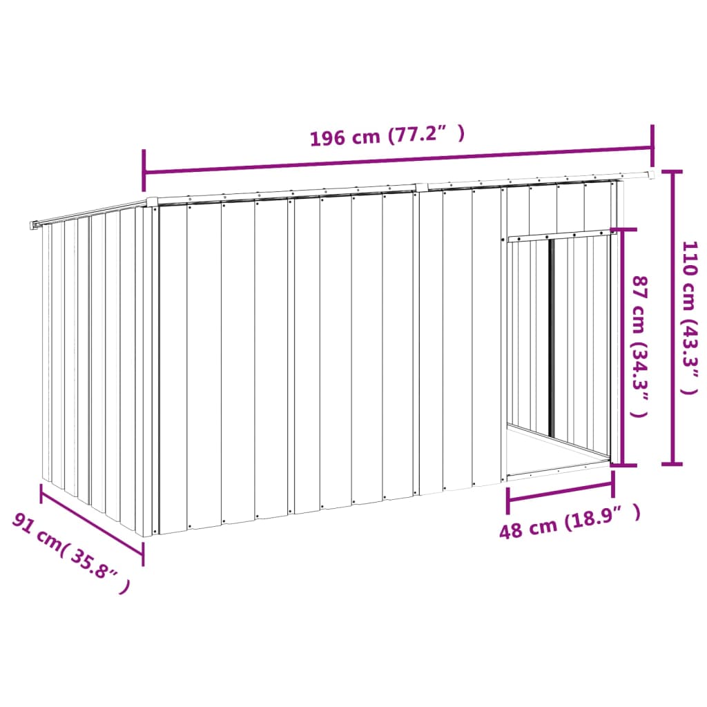 Dog House With Roof Anthracite Galvanised Steel