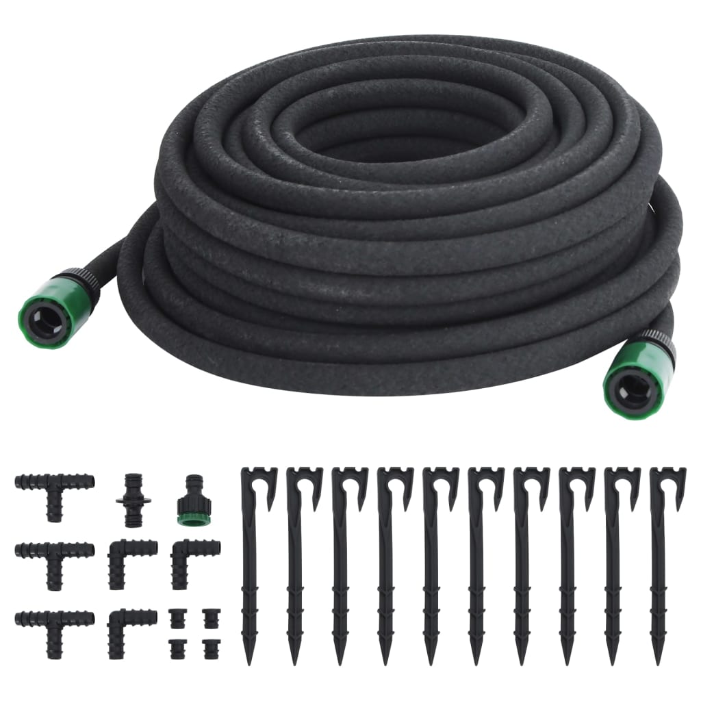 Garden Soaker Hose Black 0.6" Rubber