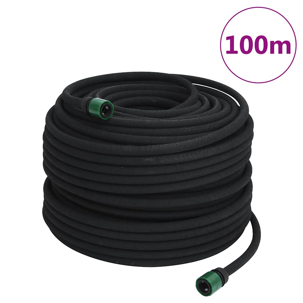 Garden Soaker Hose Black 0.6" Rubber