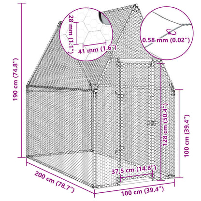 Chicken Cage Silver Galvanised Steel