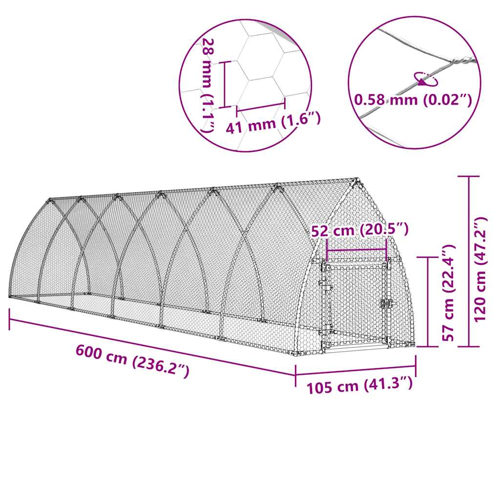 Chicken Cage Silver Galvanised Steel