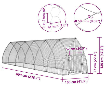 Chicken Cage Silver Galvanised Steel