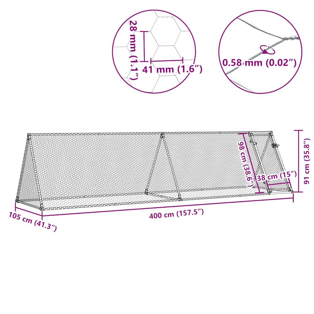 Chicken Cage Silver Galvanised Steel