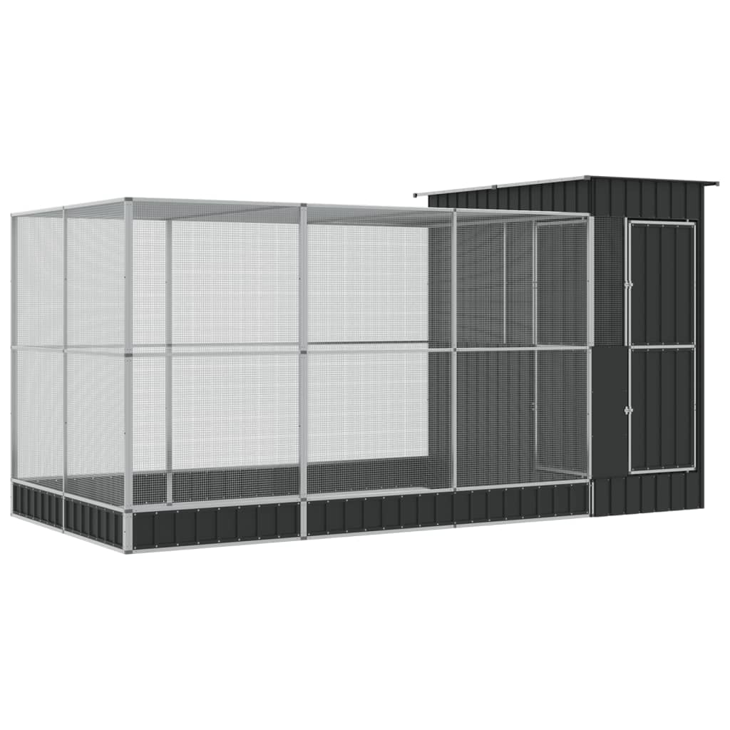 Aviary With Extension Silver Steel