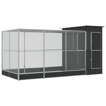 Aviary With Extension Silver Steel