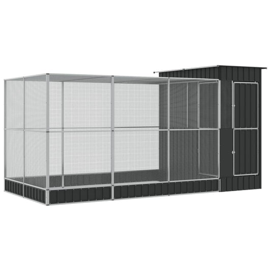 Aviary With Extension Silver Steel
