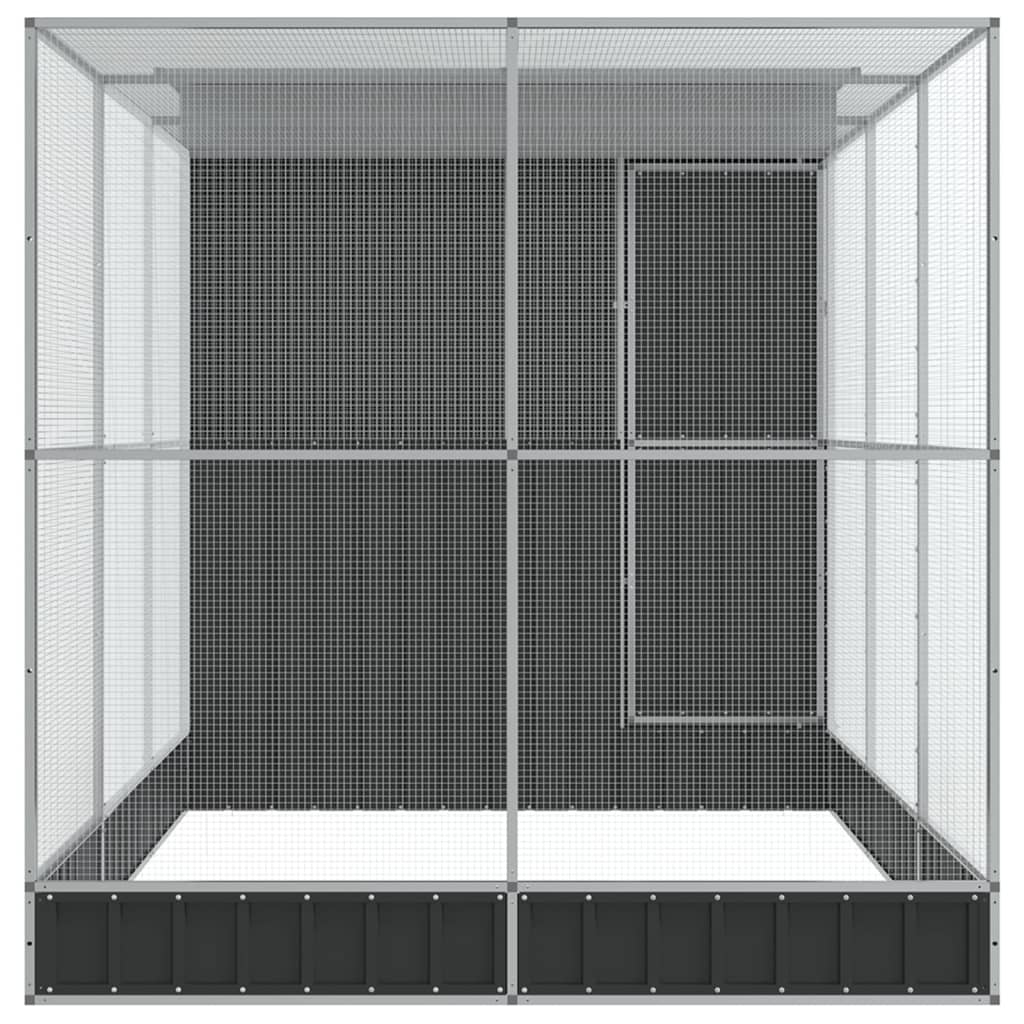 Aviary With Extension Silver Steel