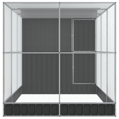 Aviary With Extension Silver Steel
