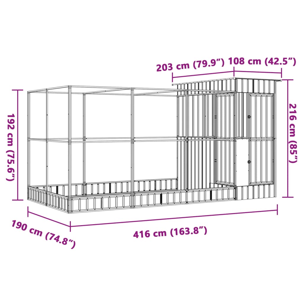 Aviary With Extension Silver Steel