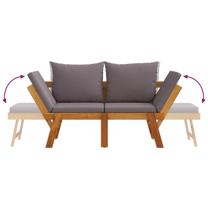 Garden Bench With Cushions 2-In-1 Solid Wood Acacia