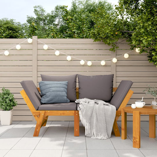 Garden Bench With Cushions 2-In-1 Solid Wood Acacia