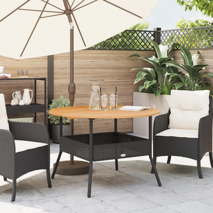 Garden Table With Acacia Wood Top Ø110X71 Cm Poly Rattan