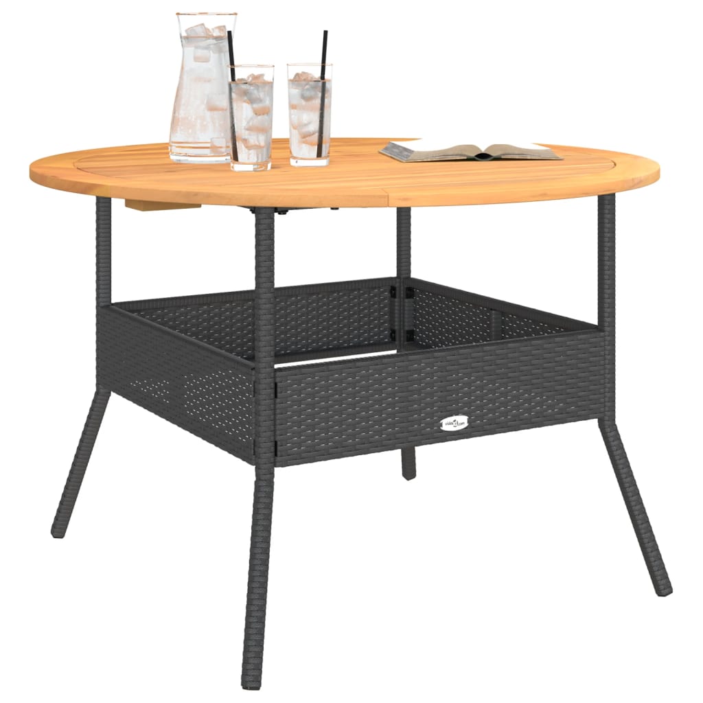 Garden Table With Acacia Wood Top Ø110X71 Cm Poly Rattan