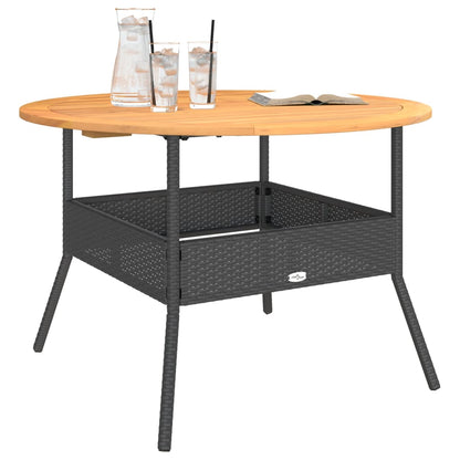 Garden Table With Acacia Wood Top Ø110X71 Cm Poly Rattan