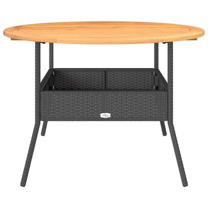 Garden Table With Acacia Wood Top Ø110X71 Cm Poly Rattan