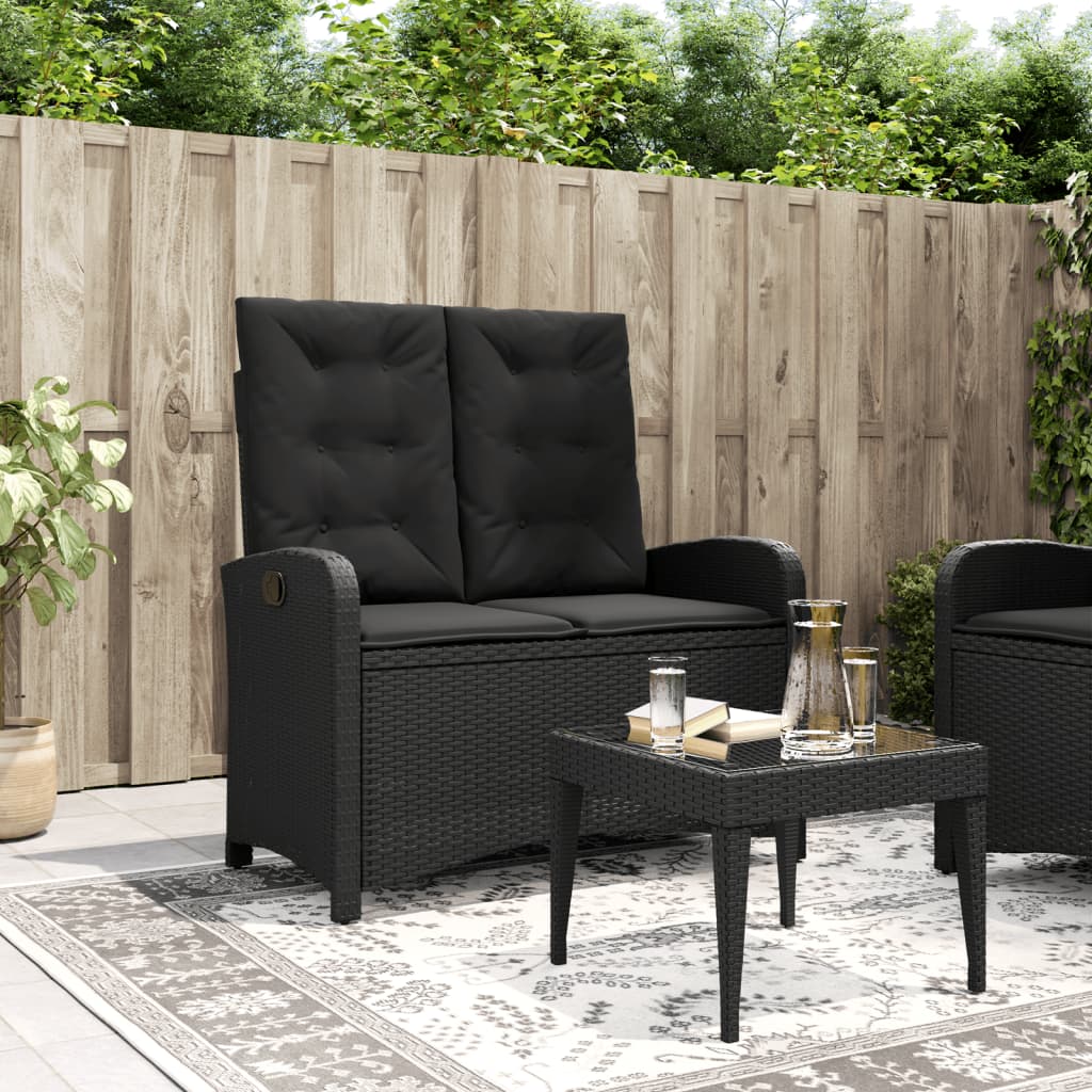Reclining Garden Bench With Cushions Poly Rattan