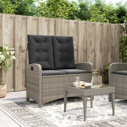 Reclining Garden Bench With Cushions Poly Rattan