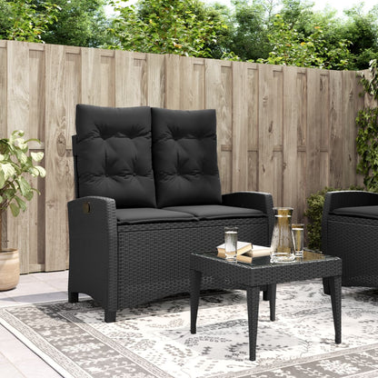 Reclining Garden Bench With Cushions Poly Rattan