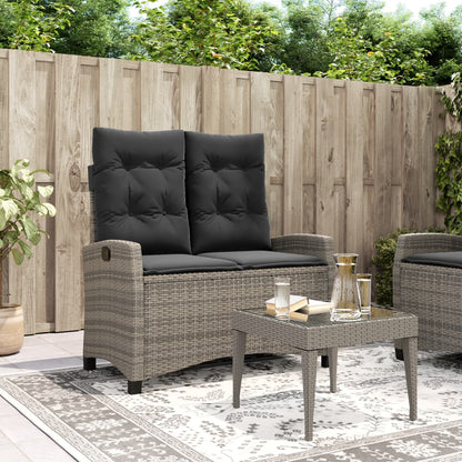 Reclining Garden Bench With Cushions Poly Rattan