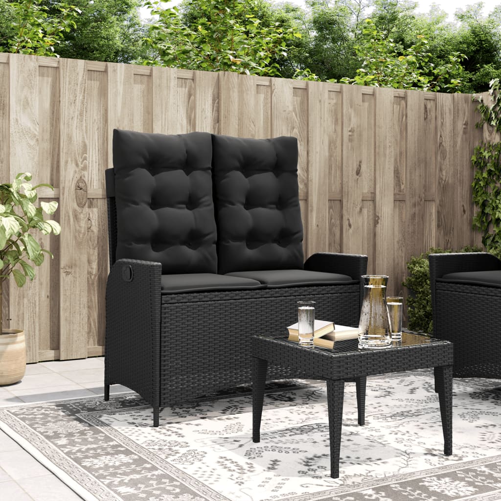 Reclining Garden Bench With Cushions Poly Rattan