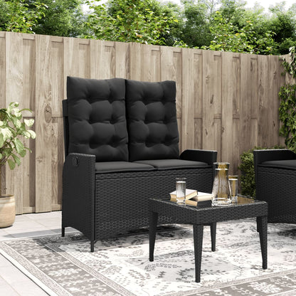 Reclining Garden Bench With Cushions Poly Rattan
