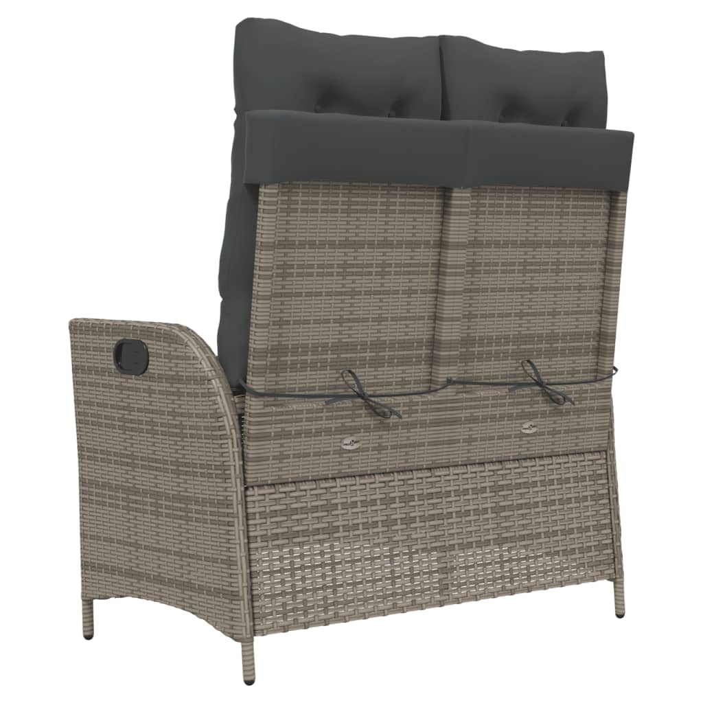 Reclining Garden Bench With Cushions Poly Rattan