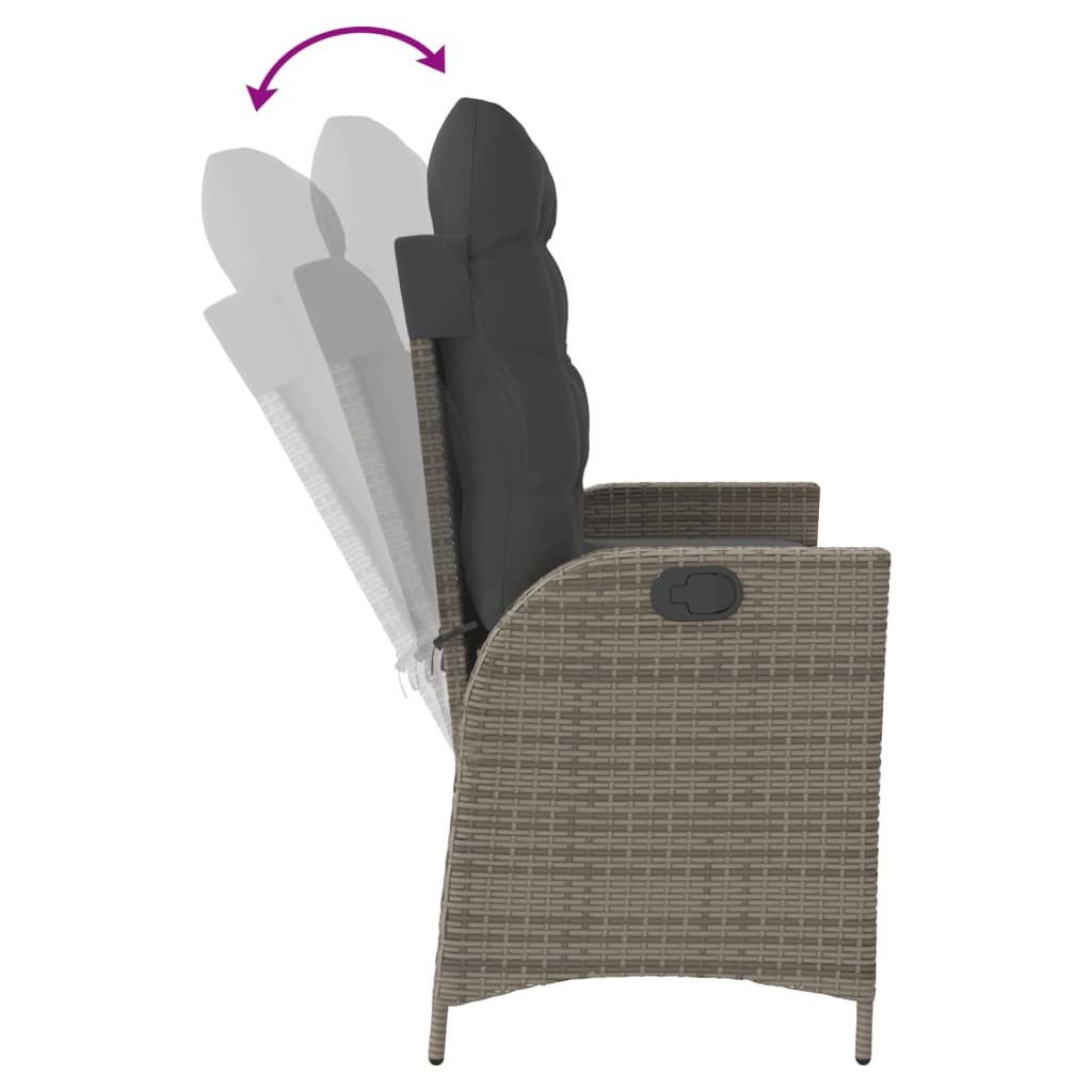 Reclining Garden Bench With Cushions Poly Rattan