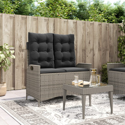 Reclining Garden Bench With Cushions Poly Rattan