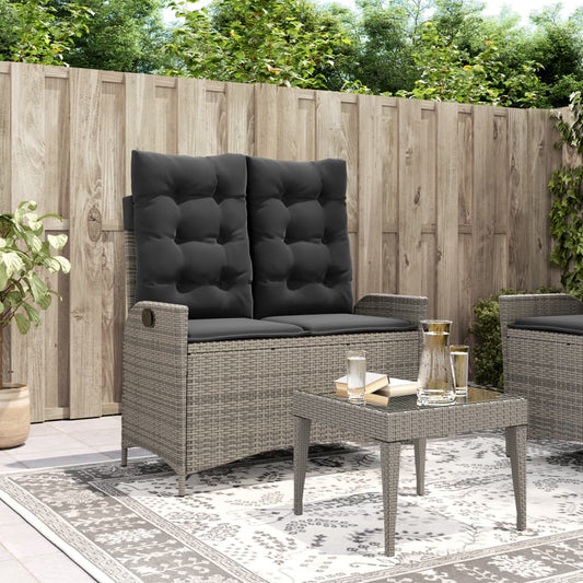 Reclining Garden Bench With Cushions Poly Rattan