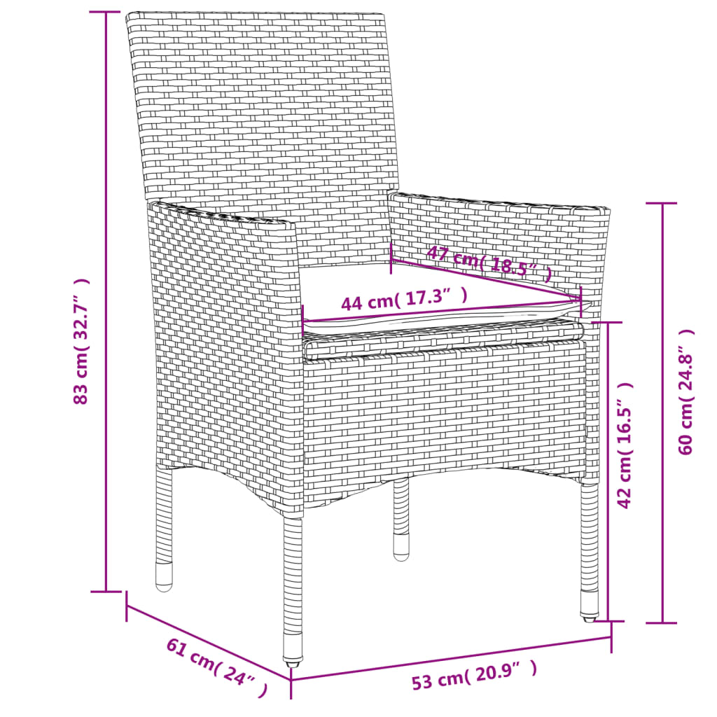 Garden Chairs With Cushions 2 Pcs Poly Rattan