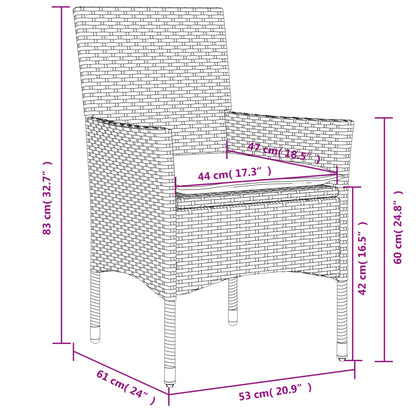 Garden Chairs With Cushions 2 Pcs Poly Rattan