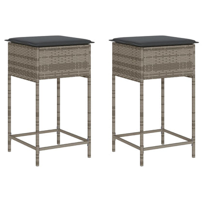 Garden Bar Stools With Cushions 2 Pcs Poly Rattan