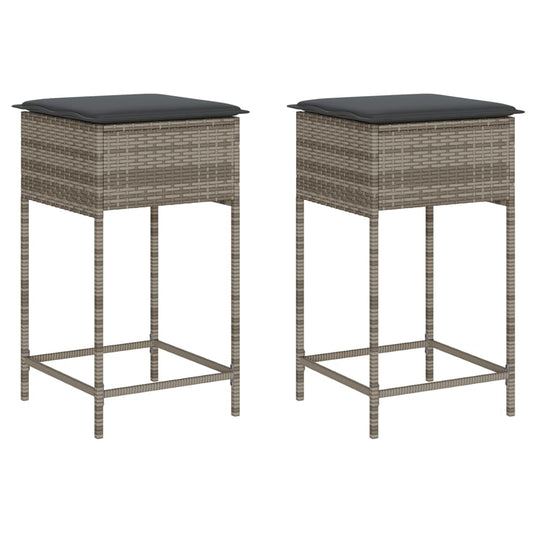 Garden Bar Stools With Cushions 2 Pcs Poly Rattan
