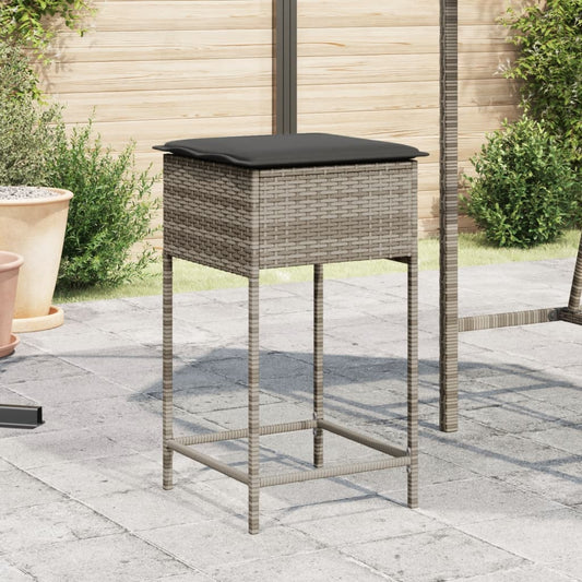 Garden Bar Stools With Cushions 2 Pcs Poly Rattan