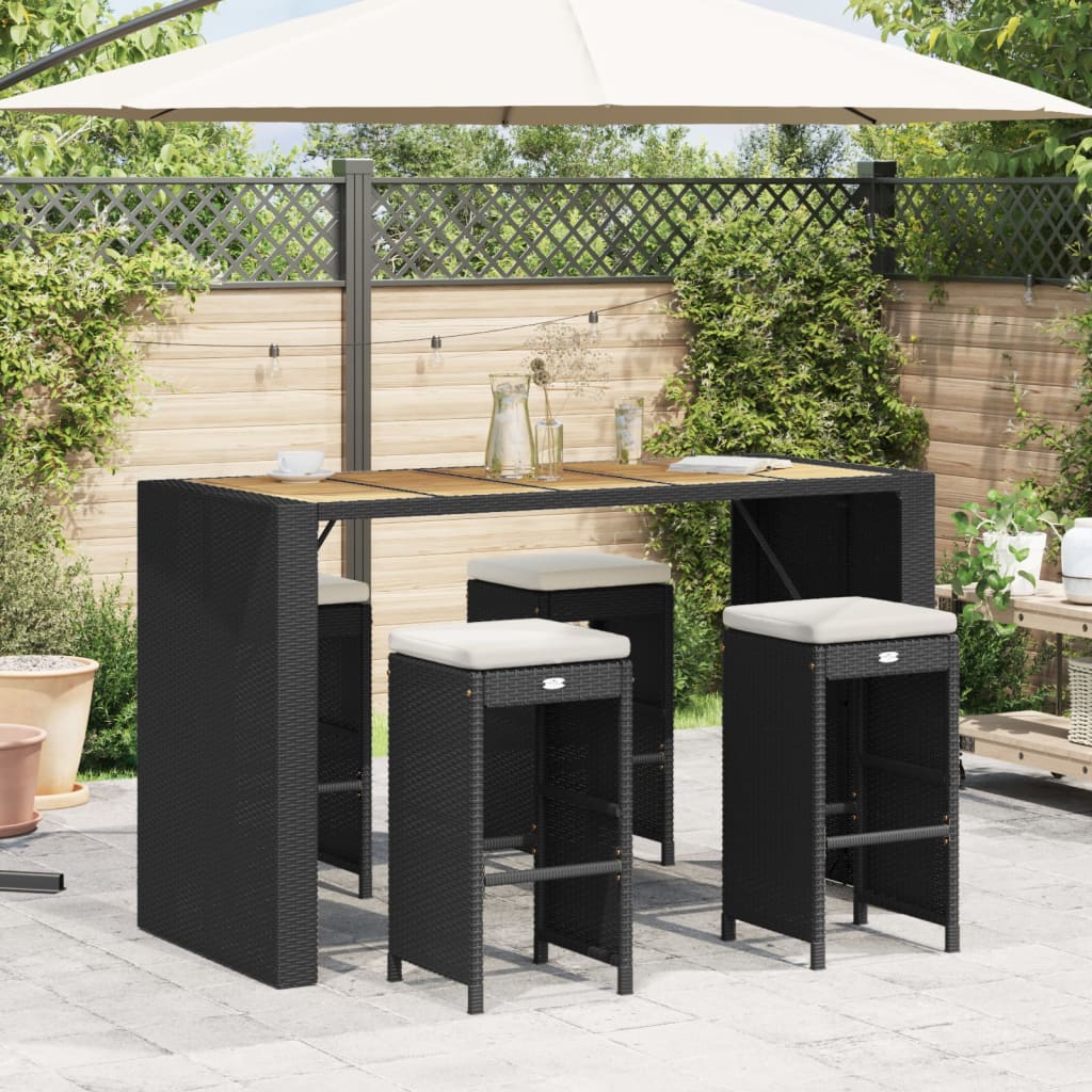 Garden Bar Stools With Cushions 6 Pcs Poly Rattan