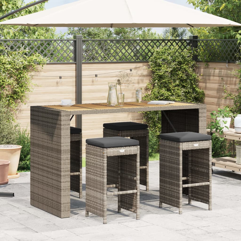 Garden Bar Stools With Cushions 6 Pcs Poly Rattan