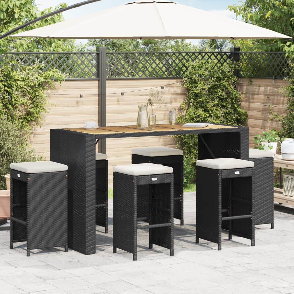 Garden Bar Stools With Cushions 6 Pcs Poly Rattan