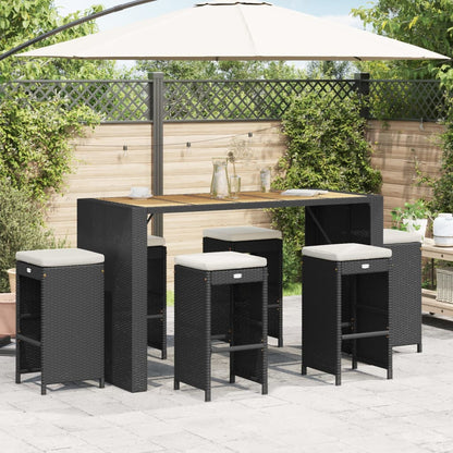 Garden Bar Stools With Cushions 6 Pcs Poly Rattan