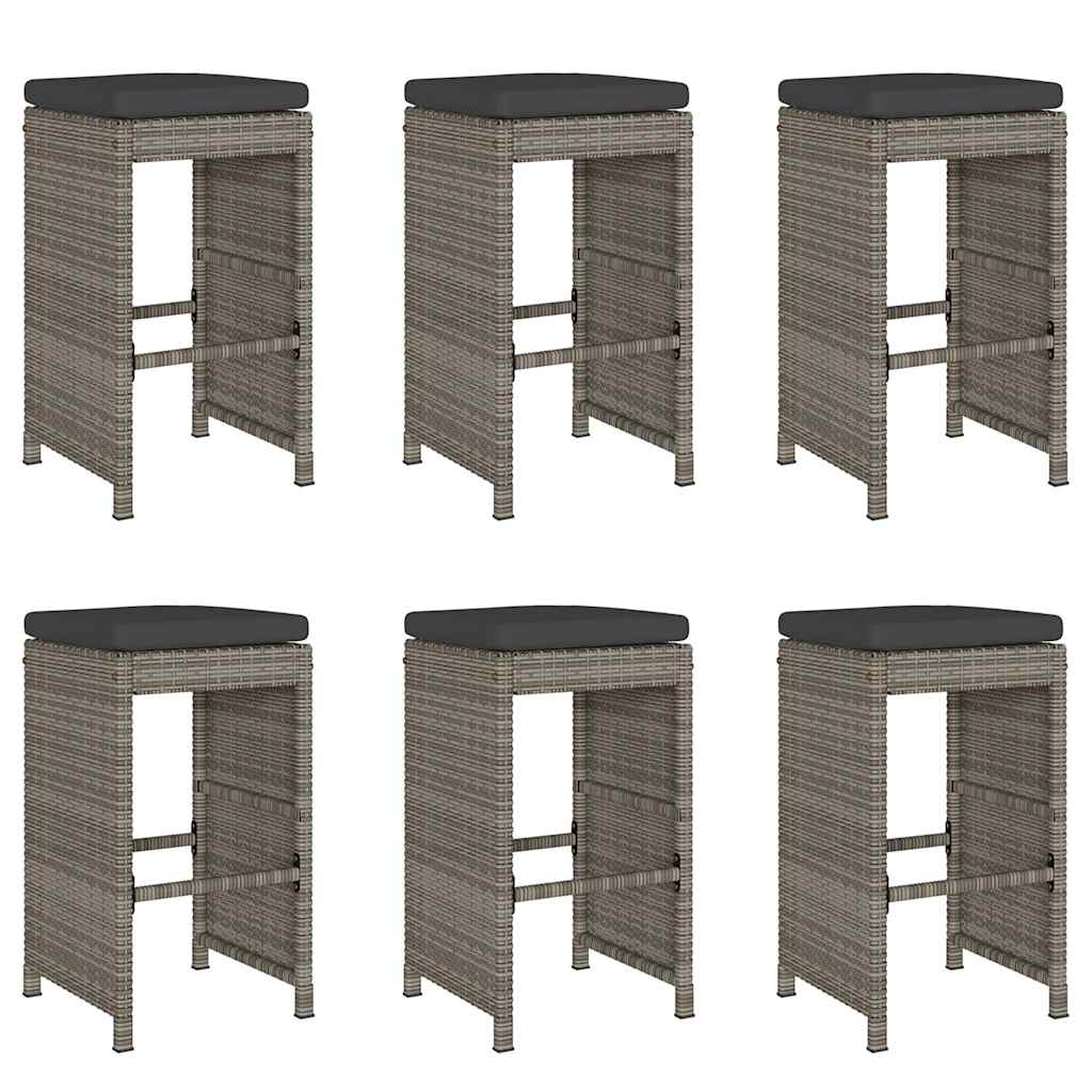 Garden Bar Stools With Cushions 6 Pcs Poly Rattan