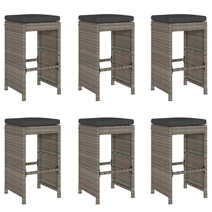 Garden Bar Stools With Cushions 6 Pcs Poly Rattan