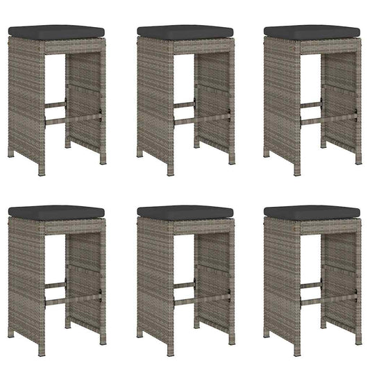 Garden Bar Stools With Cushions 6 Pcs Poly Rattan