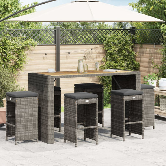 Garden Bar Stools With Cushions 6 Pcs Poly Rattan