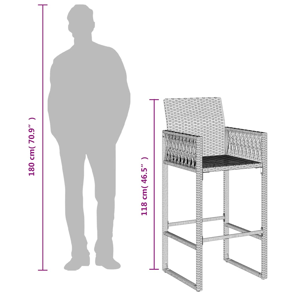 Garden Bar Stools 2 Pcs Poly Rattan