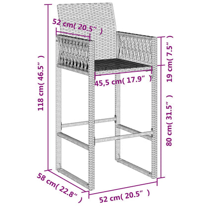 Garden Bar Stools 2 Pcs Poly Rattan
