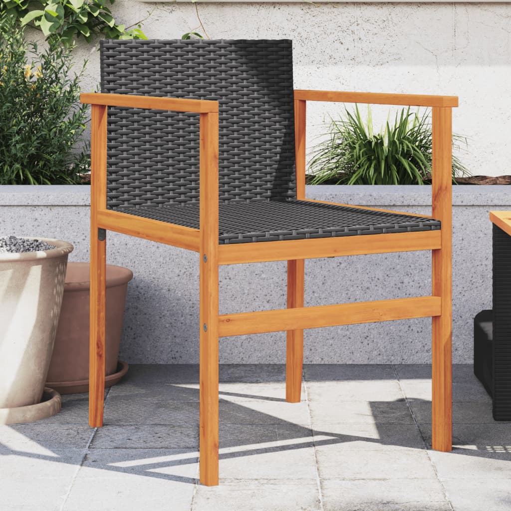 Garden Chairs S 2 Pcs Poly Rattan&Solid Wood