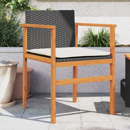 Garden Chairs S 2 Pcs Poly Rattan&Solid Wood