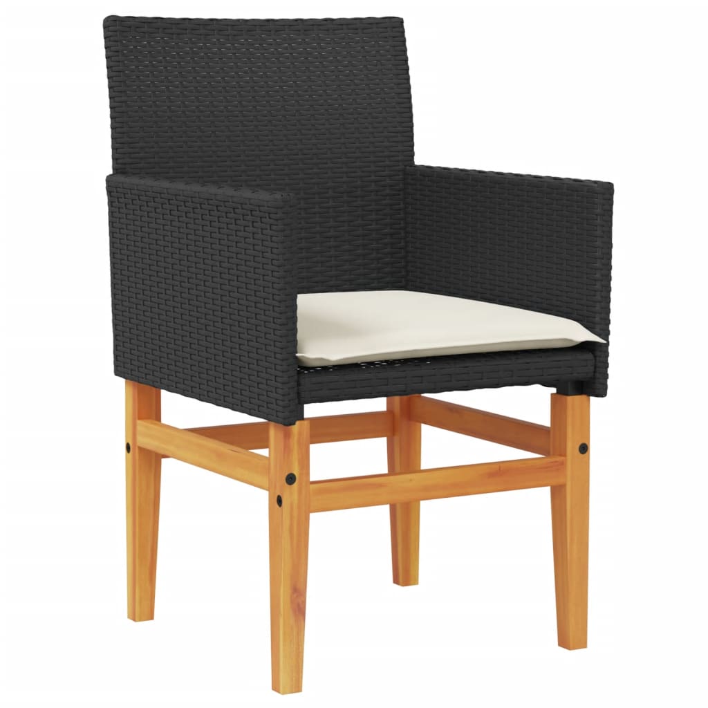 Garden Chairs S 2 Pcs Poly Rattan&Solid Wood