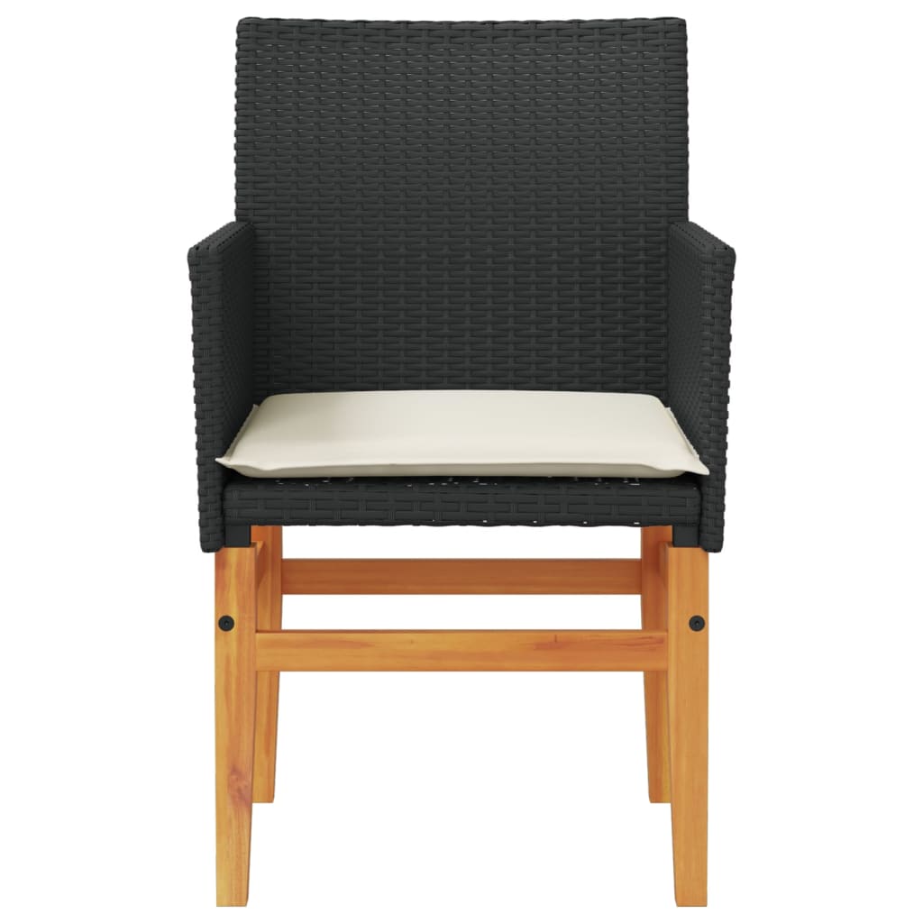 Garden Chairs S 2 Pcs Poly Rattan&Solid Wood