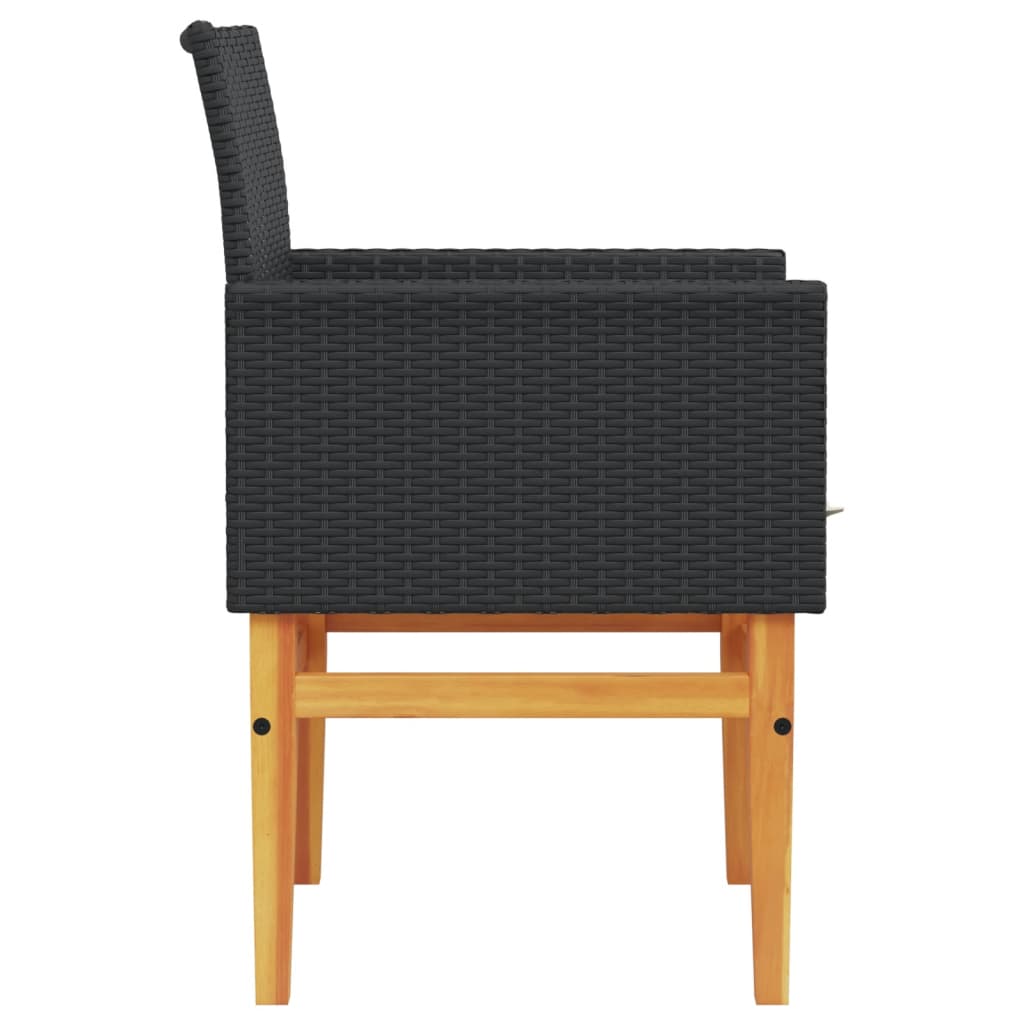 Garden Chairs S 2 Pcs Poly Rattan&Solid Wood